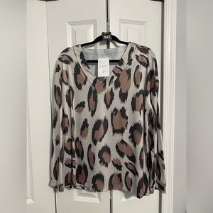 Leopard print long sleeve top.